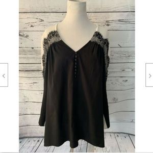 Soft Surroundings Blouse Sz M Black White Lace
